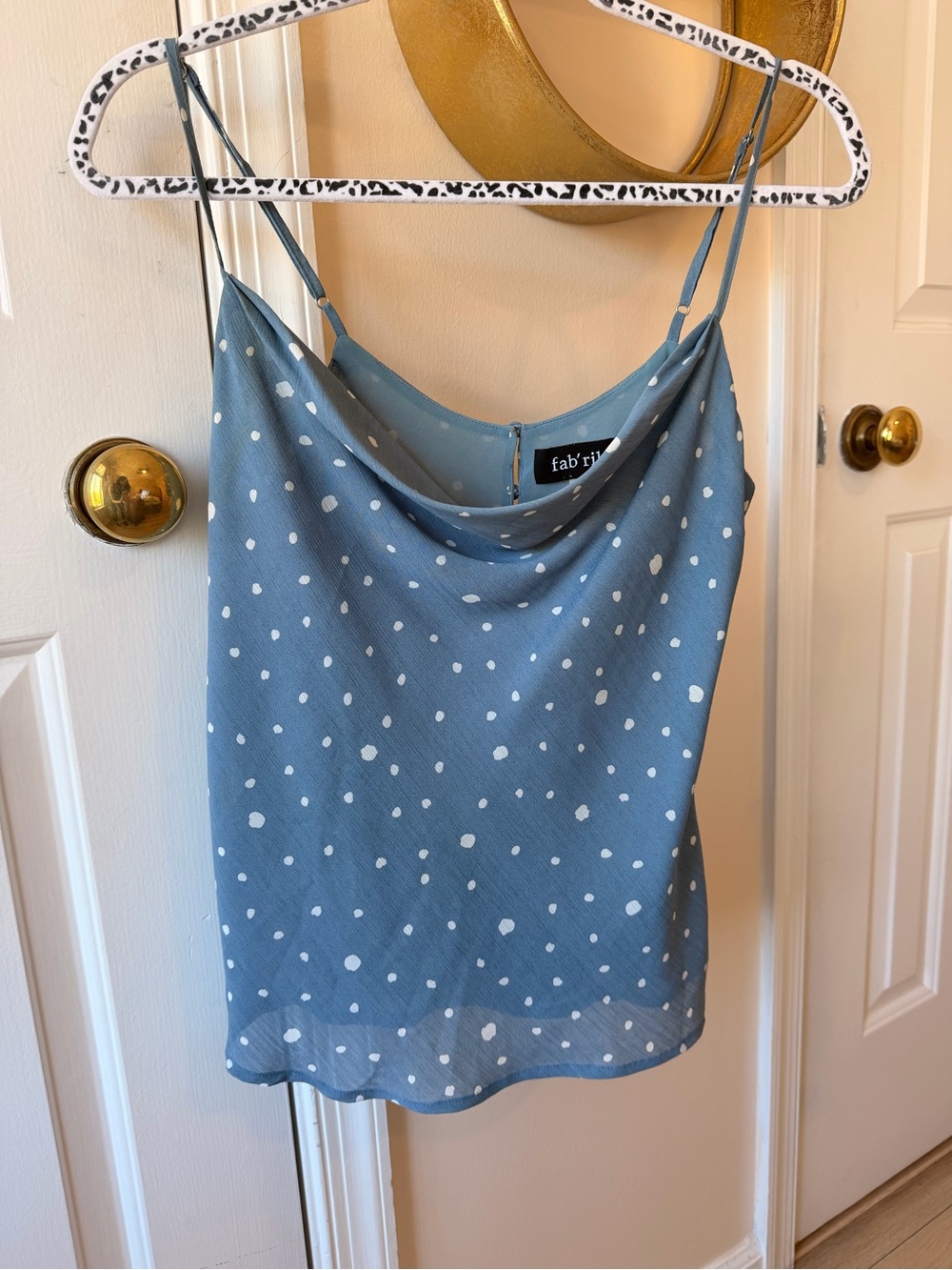 fab'rik Dusty Blue Polka Dot Draped Cami